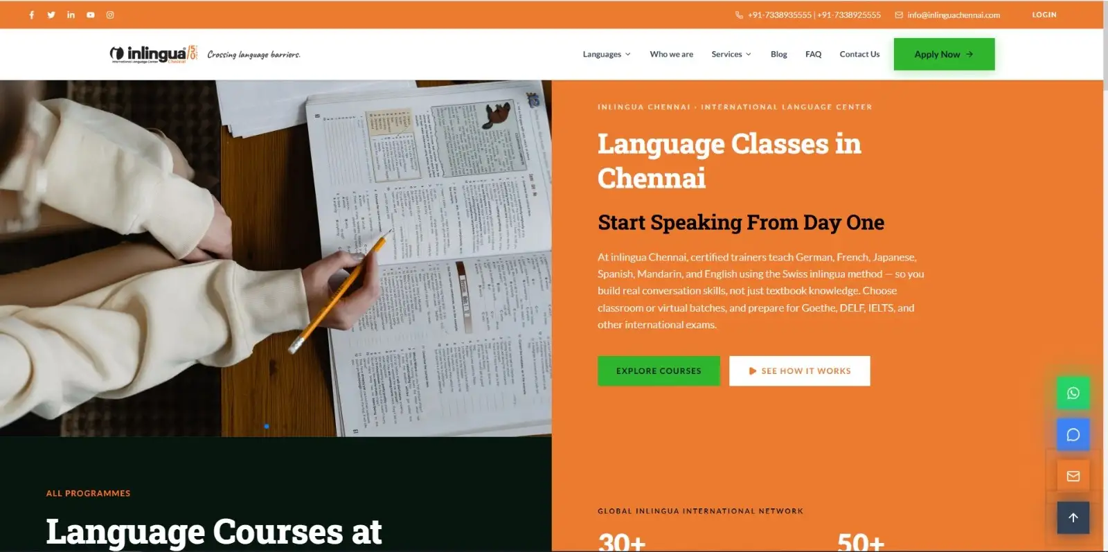 Inlingua - Language Training Website Portfolio