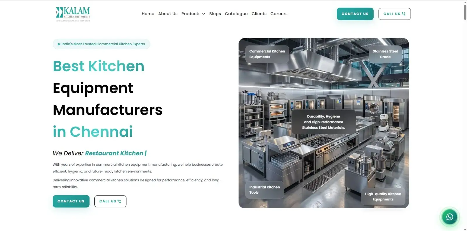 Kalam Kitchen - Kitchen Equipments Website Portfolio